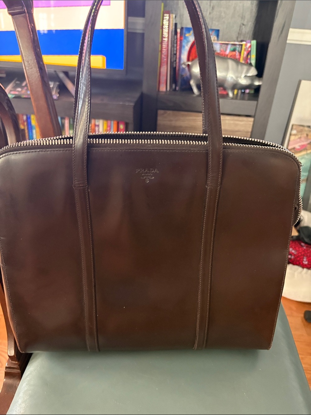 Prada Brown Leather Tote Bag